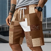 economico Stampa Geometrica-Per uomo Blocco di colori Patchwork Griglia / Plaid Costumi da bagno Pantaloncini da mare Pantaloncini da Surf Misura del girovita medio Moda Casual All'aperto Vacanza Abbigliamento Quotidiano Tasche