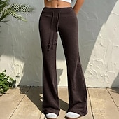 abordables Pantalones de pierna recta-Mujer Pantalones de Deporte Pantalones Pantalones de verano Pantalones casuales Vacaciones Moda Casual / Diario Longitud total Alta cintura Plano Correa Cintura elástica Pierna recta Comodidad Suave