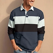  Per uomo Strisce orizzontali Polo da rugby Manica Lunga Magliette polo Camicie con Colletto Casual All'aperto Scuola Athleisure Stampa 3D Primavera Autunno Blu Verde Verde militare
