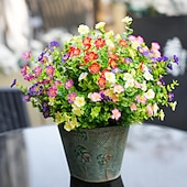 preiswerte Künstliche Blume-24 Bündel künstliche Gänseblümchen für die Frühlingsdekoration im Garten, auf der Veranda oder im Landhausstil. UV-beständige Kunstblumen für Terrasse, Garten, Balkonkasten, Pflanzgefäße und