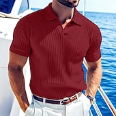 economico Polo Classico da Uomo-Per uomo Top a Maglia a Coste Polo da Golf Casuale Lavoro Bavero Colletto Polo a Coste Manica Corta Essenziale Moderno Tinta unica Bottoni Lavorato a maglia Primavera &amp; Estate Tutte le stagioni