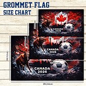 preiswerte Gartenfahnen, Banner-Canada 2026 Flag - Showcasing Majestic Moose, Iconic Maple Leaf, Soccer Ball &amp; Cityscape, Striking Artwork, Quality Fabric