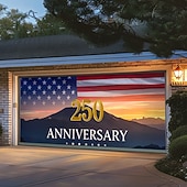 abordables 250º Aniversario-4 de julio de 2026 250° Día de los Caídos Tapiz Cubierta de Puerta de Garaje Gran Fondo Colgante Bandera Americana Vintage 3D Fiesta Patriótica Al Aire Libre Fondos de Tiro Decoración de Hogar