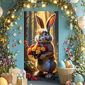 cheap Garage &amp; Door Banners-Easter Posters Door Cover Outdoor Banners Rabbit Cute 3D Party Dorm Teens Room College Dorm Guys Man Cave Frat Bedroom Shooting Backgrounds Home Decor