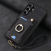 cheap 2026 Samsung Galaxy S26 Series-Phone Case For Samsung Galaxy S26 S25 Edge S24 S23 FE S22 Plus  Ultra A56 A36 A26 A16 A06 Wallet Case with Wrist Strap Shockproof TPU PU Leather