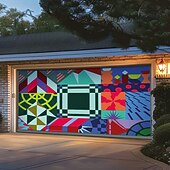 cheap Garage &amp; Door Banners-2026 Global Soccer Tournament Abstract Geometric Shapes Colorful Mosaic Patchwork Garage Door Banner Mural Outdoor House Yard Decor Modern Art Sports Fan Celebration Backdrop Large Sign