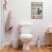 abordables esculturas de pared-Este es un letrero de baño, no de cibercafé, divertido letrero de hojalata de metal para baño, decoración de pared humorística vintage, arte de pared de baño de aluminio rústico para casa de campo,
