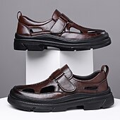 お買い得  ドレスサンダル-メンズ ブラウン カジュアルシューズ バックルストラップ カットアウト コンフォート ウォーキングシューズ デイリーウェア、旅行、運転、オフィス、ビジネスカジュアル、週末の服装、スマートな紳士スタイル