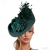 billige Fascinatorer-fascinators polyester Bryllup Bursdag Årgang søt stil Med Fjær Blomster Hodeplagg Hodeplagg