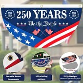 billige 250. jubileum-2 stk. U.S. 250. jubileumsflagg 1,5X3 FT 1776-2026 fanflagg patriotiske stjerner hageplakater hengende dekorasjoner utendørs inngangsdør veranda velkomst bakgrunn med messingøyer
