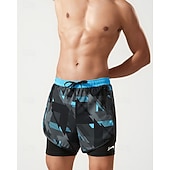 voordelige Zwemshorts &amp; Boardshorts-Voor heren Normaal Zwemshorts Lange zwembroeken Geometrisch Trekkoord 2 in 1 Met compressievoering Sneldrogend Elastisch Ademend Mouwloos Zwemkleding Kleding Onderlichaam Surfen Duiken Zwemmen Zomer