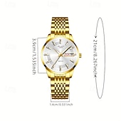 voordelige Quartz-horloges-Luxe dameshorloge, tweekleurige goud-zilveren roestvrijstalen band, lichtgevende wijzers met datum- en dagweergave, elegante zwarte wijzerplaat met diamanten accenten, een stijlvol polshorloge voor