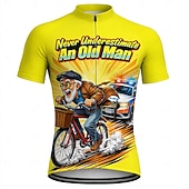 cheap Men's Jerseys-Men Cycling Jersey Downhill Jersey Funny Never Underestimate An Old Man With A Bicycle Short Sleeve Bike Shirt Jersey T Shirt with 3 Rear Pockets Mountain Bike MTB Road Bike Cycling UV Resistant Fast