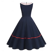 baratos Conjuntos-Set 1950s Retro Vintage Tea Length Knee Length Dress Petticoat Rockabilly with Accessories Sleeveless Solid Color Fit &amp; Flare Fancy Dress Women's Carnival Masquerade Revival Tea Party Adults' Dress