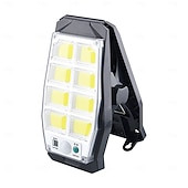 billige Vegglamper til utendørsbruk-Utendørs solcelledrevet 8-rutenett LED-cob-vegglampe med klips og bevegelsessensor, IP65 vanntett, multifunksjonell nødarbeidslampe for hage, gårdsplass, gjerde, park, garasjebelysning
