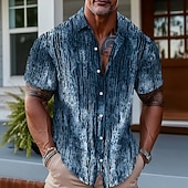 ieftine Model Geometric-Bărbați Gradiant Dungi Artă abstractă Cămașă Camașă cu nasturi Cămașă elegantă casual Manșon scurt Moda Casual Haine de strada Vacanță Primăvară Toamnă Răsfrânt Imprimare 3D cămăși cu guler Roz