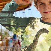 baratos Animais 3D do Menino-Para Meninos 3D Gráfico Dinossauro Moletom Pullover Manga Longa Impressão 3D Primavera Outono Ativo Moda Roupa de rua Infantil 4-12 anos Gola Redonda Casual Diário Ao ar livre Normal