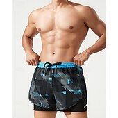 voordelige Zwemshorts &amp; Boardshorts-Voor heren Normaal Zwemshorts Lange zwembroeken Geometrisch Trekkoord 2 in 1 Met compressievoering Sneldrogend Elastisch Ademend Mouwloos Zwemkleding Kleding Onderlichaam Surfen Duiken Zwemmen Zomer