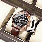 זול שעוני קוורץ-882 שעון גברים חדש, שעון כרונוגרף רב תכליתי קוורץ עם שלב ירח