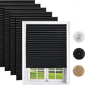 abordables Cortina apagada-Cortinas opacas, persianas temporales sin taladro, estores plisados autoadhesivos para ventanas, cubierta de privacidad para dormitorio, habitación de residencia estudiantil o apartamento.