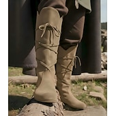 abordables Calzado-Retro Antiguo Medieval Renacimiento Zapatos Botas Caballero Vikingo Cruzado Disfraz Hombre Vikingo Pirata Víspera de Todos los Santos Carnaval Mascarada Rendimiento LARP Feria Ren Adulto Zapatos