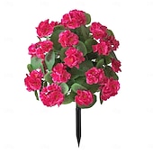  20 Inch Artificial Flower Stake Outdoor Decor Geraniums Multi-Color Garden Stakes for Yard & Lawn, No Fade Heavy Duty Plastic, All Season Decoration