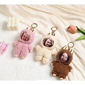 お買い得  パーソナライズされたテキスタイル-カスタム面白い顔のぬいぐるみキーホルダー、パーソナライズされた写真イースターバニーキーホルダーギフト写真人形ウサギの耳、ソフトバッグチャーム、バックパックアクセサリー、子供、ガールフレンド、花嫁介添人へのギフト