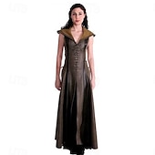 abordables Vestido-Medieval Renacimiento Vestidos Hada Ranger Escote en Pico Disfraz Mujer Fantasía Víspera de Todos los Santos Carnaval Mascarada Feria del Renacimiento Fiesta temática retro Adulto Vestido
