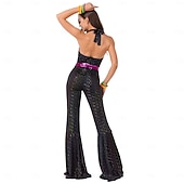 voordelige Outfits-Set Retro vintage Jaren '70 Ceintuur Jumpsuit Mouwloos Hippie Schijf Kostuum Dames Halloween Carnaval muziekfestival Retro themafeest Volwassenen Top 1 riem