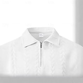 abordables Polo classique pour homme-Homme Polo Polo à fermeture éclair Occasionnel Quotidien Zip quart Manche Courte Mode Uni Fermeture éclair Été Printemps Coupe régulière Noir Blanche Kaki Gris foncé Polo