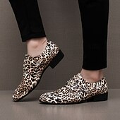 billiga Derby skor-Herrskor med leopardmönster, konstläder, snygga och eleganta, perfekta för bröllop, fester och formella tillfällen