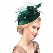 economico Fascinatori-Fascinator Lino Matrimonio Compleanno Vintage Carino Retrò Con Piuma Copricapo Copricapo