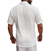 economico Camicie casual eleganti da uomo-Per uomo Camicia Camicia casual Camicia Jacquard Nero Bianco Kaki Azzurro Manica Corta Semplice Colletto a Camicia Casuale Quotidiano Traforato Abbigliamento Poliestere Elegante Moda Casual