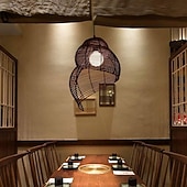 economico Modello a lanterna-25 cm Design di Lanterna a Sospensione Lampada a sospensione Rattan Finiture Verniciate Moderno 110-120V 220-240V