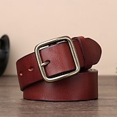 abordables Cinturones de hombre-Hombre Cinturón Hebilla automática Cobre Cuero Vintage Ropa de calle Ocio Color sólido Rojo tinto Negro Diario Exterior Negocio Formal Cinturón de Cintura