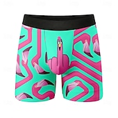  Per uomo Cartoni animati Fenicottero Uccello Boxer elasticizzati Costume nuoto a pantaloncino Pantaloncini da bagno boxer Divertente Casuale Casa Vacanza al Mare Fascia Elastica Traspirante
