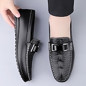 abordables Mocassins décontractés-Mocassins bleus pour homme en similicuir – chaussures habillées classiques à enfiler, style décontracté chic, pour le bureau, la conduite et le quotidien