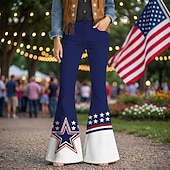 cheap Bottoms-250th Anniversary USA Retro Vintage 1970s Pants Bell Bottom Pants Hippie Disco High Waist Fancy Dress Women's Masquerade 4th of July Party Independence Day Adults' Pants