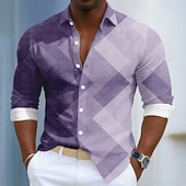abordables Forme Géométrique-Homme Géométrique Dégradé de Couleur Art abstrait Chemise Chemise Boutonnée manche longue Mode Décontractée Quotidien Extérieur Vêtements de rue Printemps Automne Col Rabattu Impression 3D Chemise en