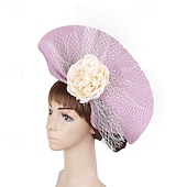 economico Fascinatori-Fascinator Carta pura Matrimonio Compleanno Vintage Carino Retrò Con Fiore Tulle Copricapo Copricapo
