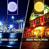 baratos Luzes de trabalho-Luminária LED para celeiro, iluminação externa com sensor crepuscular e luz diurna, à prova d'água IP65, ideal para segurança externa em garagens, quintais, ruas e armazéns.