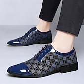 abordables Chaussures Derby-Chaussures décontractées à lacets en similicuir rouge à motifs pour hommes, élégantes et stylées, parfaites pour le travail, les soirées et le quotidien.