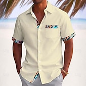 economico Geometrica-Per uomo Colorato Motivo Geometrico Camicia Camicia Estiva Camicia con Bottoni Manica Corta Moda Casual All'aperto Vacanza Abbigliamento Quotidiano Estate Primavera Collo ripiegato Stampa 3D camicie