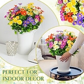 baratos Flor artificial-20 unidades de margaridas verdes artificiais &amp;Crisântemos artificiais para decoração de interiores e exteriores, cercas de jardim, centros de mesa de jantar, arranjos florais de plástico.