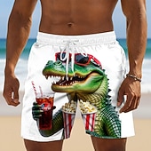  Per uomo Coccodrillo Divertente animali dei cartoni animati Costumi da bagno Pantaloncini da mare Pantaloncini da Surf Misura del girovita medio Hawaiano Vacanza al Mare Tasche Laterali fodera in