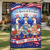 billiga 250:e årsjubileum-USA:s 250-årsjubileum av frihet, trädgårdsflagga, firande av ankor i USA-tema, hattar och flugor, livfull fyrverkeriuppvisning, idealisk patriotisk dekor