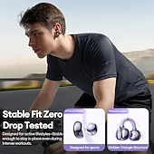 baratos Fones de ouvido abertos-Fones de ouvido sem fio Lenovo com clipe de orelha aberto, Bluetooth 5.3, estojo de carregamento, 25 horas de reprodução, compactos. &amp;Som potente, microfone embutido, fones de ouvido confortáveis para