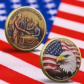 baratos 250º Aniversário dos EUA-Moeda comemorativa do 250º aniversário da independência dos EUA, em homenagem à independência americana, com cena da declaração e desenho de águia-careca. Tesouro colecionável.