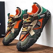 tanie Casualowe sneakersy-męskie buty sportowe typu adventure trail z wielokolorowymi paskami, oddychające i wytrzymałe, idealne na piesze wędrówki, sporty na świeżym powietrzu i do codziennego użytku