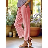 preiswerte Gerade geschnittene Hose-Damen Abgeschnittene Hose Chino Knöchellang Natürliche Taille Einfarbig Tasche Bequem Unelastisch Alltagstauglich Blau Hellgrau Aprikose Schwarz Frühling Herbst Lässiger Schnitt